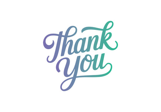 Elegant thank you lettering in gradient calligraphy. Hand written thank you script for greeting card design.