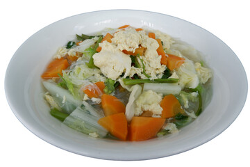 Delicious vegetarian sukiyaki features assorted vegetables and tofu offering comforting and delightful culinary experience