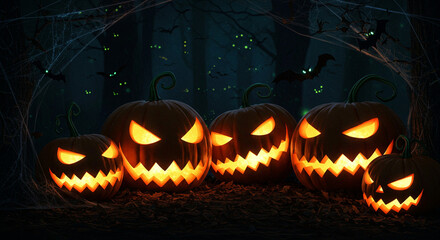 Fototapeta premium glowing jack-o’-lanterns
