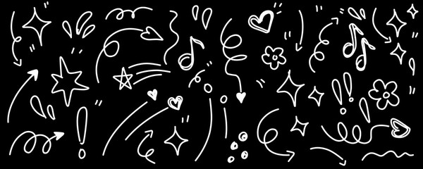 Hand drawn simple elements set. Doodle vector illustration