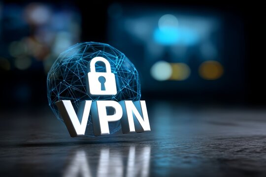 Vpn protection concept with digital lock and network connections - Powered by Adobe