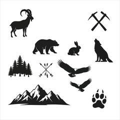 Fototapeta premium Wildlife Adventure A Collection of Majestic Mountain Animals, Nature-Inspired Illustrations