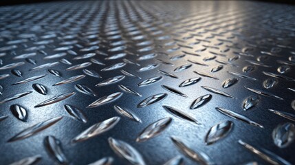 Textured Metallic Surface with Diamond Pattern Reflecting Light for Industrial and Modern Design Applications