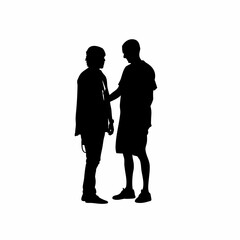 Doctor comforting rare disease patient silhouette isolated on white background