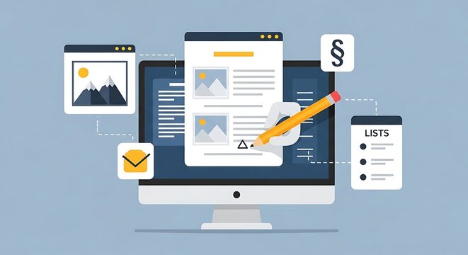 Digital document editing and design on a computer screen with mobile devices
