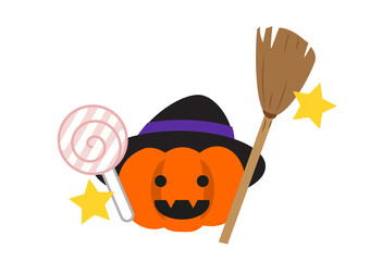 魔女の仮装をしたかぼちゃ2　