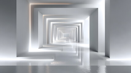 Obraz premium Abstract Futuristic Corridor with Bright Light and Reflection Effects