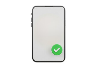 Modern Smartphone with Green Checkmark Icon on Blank Screen - Digital Confirmation & Success