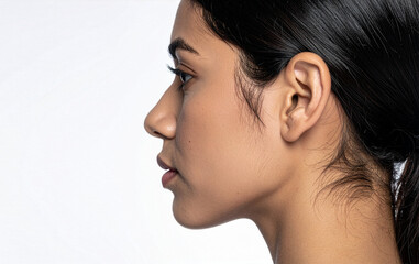 Southeast Asian woman,Medium brown,Tan complexion,Olive to brown skin tone,Natural, Makeup-Free Profile of a Tan-Skinned Southeast Asian Woman