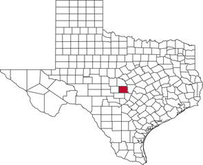 A vector map of Texas highlighting Llano County. Ideal for geographical studies, regional reports, and data visualization projects.

