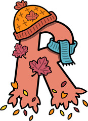 Autumn Fall Design Uppercase Alphabet R