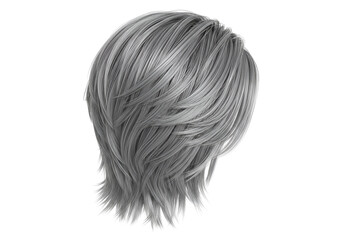 Fototapeta premium A detailed rendering of short, voluminous gray hair against a stark black background.