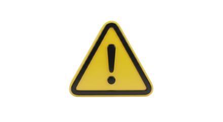 Isolated, yellow triangle warning sign with black exclamation mark, danger caution attention