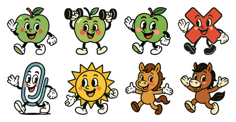 Obraz premium PNG Playful cartoon characters collection, element set on transparent background