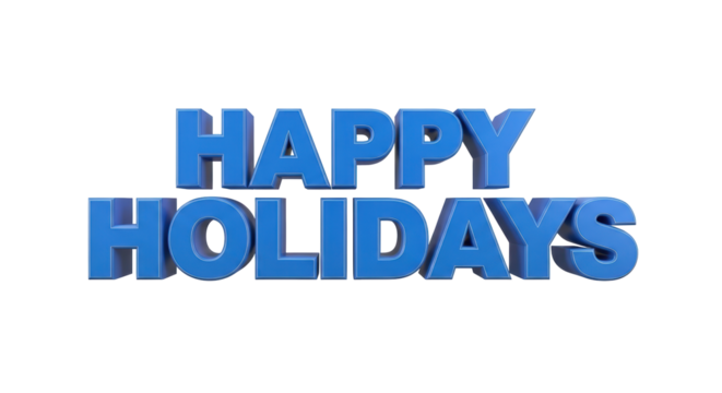 Isolated 3D "Happy Holidays" block letters for festive seasonal greetings and decor elements