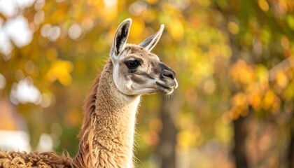 Llama in autumn foliage