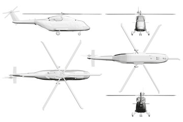 Polygonal military helicopters in detailed sketches on a white background, featuring light to dark color variations and unique designs for each aircraft.