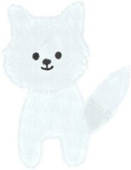 Hand Drawn White Pomeranian Puppy Illustration – Cute Fluffy Dog Clipart PNG