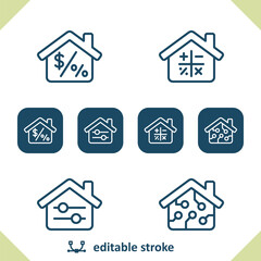 Real Estate Icons. House, Houses, Building, Mortgage, Calculator, Dials, Smart Home Icon