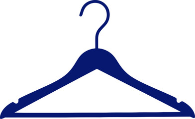 navy blue wooden coat hanger simple elegance for fashion branding, isolated on transparent background