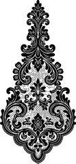 black baroque damask ornament elegant design for luxury branding, isolated on transparent background