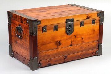 Vintage Wooden Trunk with Metal Accents