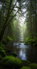 Obraz premium Emerald Stream's Whisper