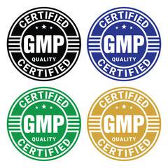 GMP quality certificate logo design vector illustration on transparent background