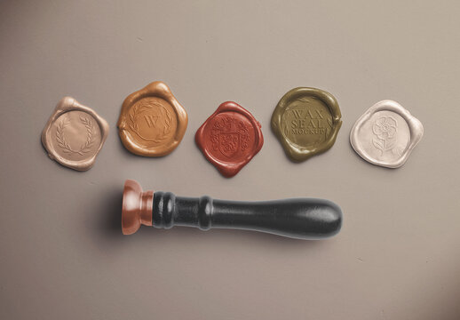 Metallic Wax Seal and Stamp Mockup