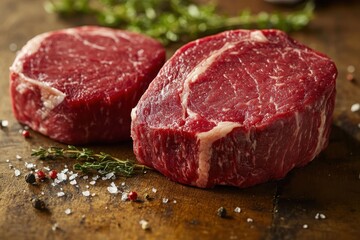 Fresh Ribeye Steaks with Herbs and Seasonings