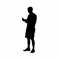 Silhouette of person registering for organ donation on mobile phone isolated on white background
