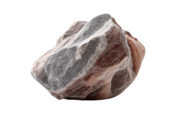 Natural irregular shaped rock with rough surface and multicolored patterns, cut out