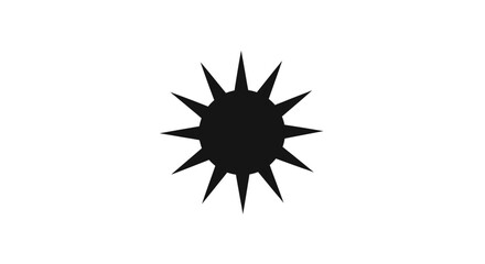 Stylized Black Sun Icon with Sharp Rays.