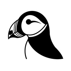 Black And White A Puffin Head Vector Illustration Of A Bird