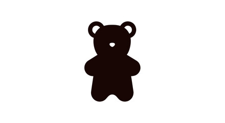 Black teddy bear simple icon illustration.