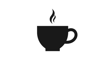 Black silhouette of a steaming hot coffee cup representing a warm beverage.