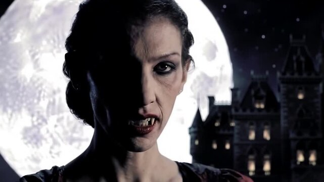 A female vampire in her castle