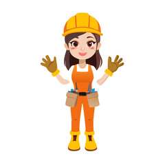 Pretty young woman constructor in flat style. Parts of body legs and arms , face emotions, haircuts and hands gestures. Vector cartoon girl character