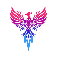 Obraz premium Vibrant phoenix emblem symbolizing rebirth and strength in dynamic gradient colors