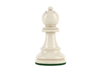 Elegant white chess pawn standing alone on a plain background, symbolizing strategy and competition