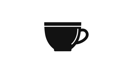 Simple black coffee cup icon silhouette vector graphic.