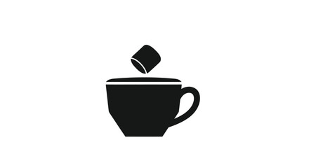 Marshmallow Dropping into a Cup of Hot Chocolate Silhouette.