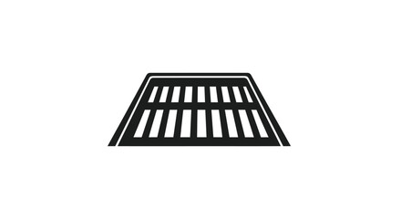 Simple black silhouette icon of a street sewer grate.