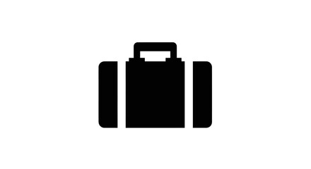 Black suitcase icon representing travel and luggage for journeys and trips.