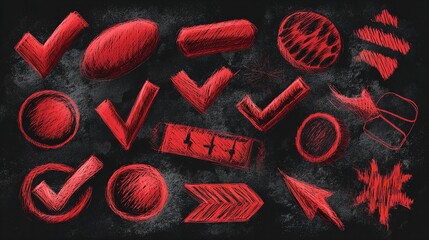 Scribble Tic Tac Toe Grids with Hearts on Blackboard