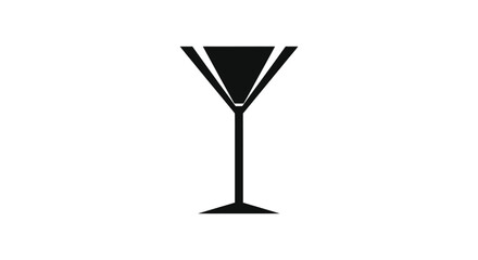 Elegant black silhouette of a martini glass on a white background.
