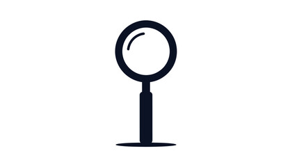 Simple black magnifying glass icon for search and discovery.