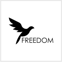 Minimalist black silhouette of a bird in graceful flight, a powerful graphic symbol representing freedom, hope, and new beginnings. Clean and versatile design