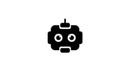 Simple black robot head icon representing artificial intelligence and technology.