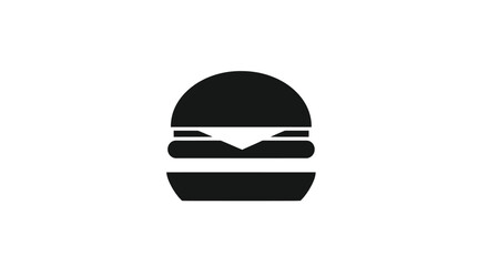 Delicious burger, fast food, tasty meal, simple design, black and white, food illustration.